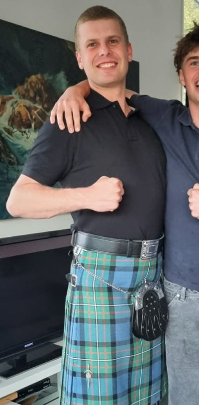 Lorne wearing his Ancient Ferguson kilt
